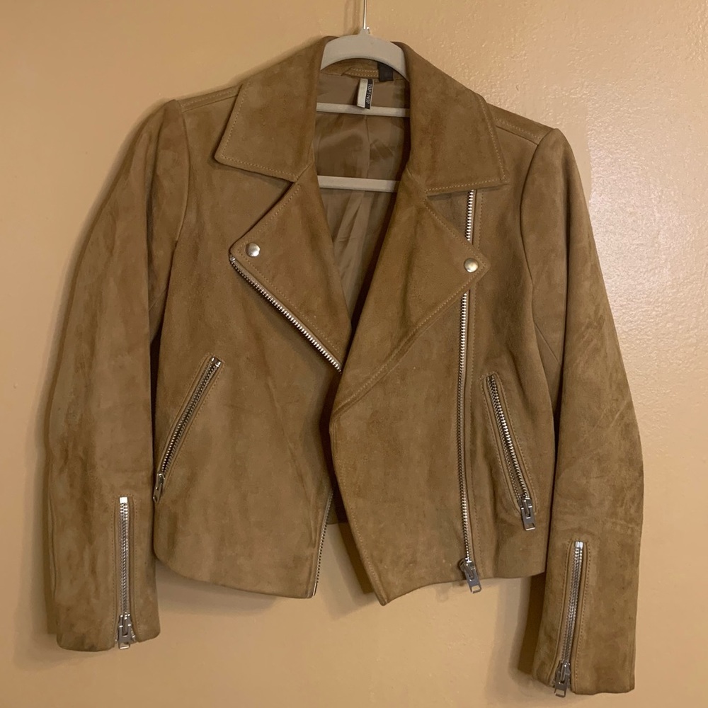 Camel Suede Moto Jacket